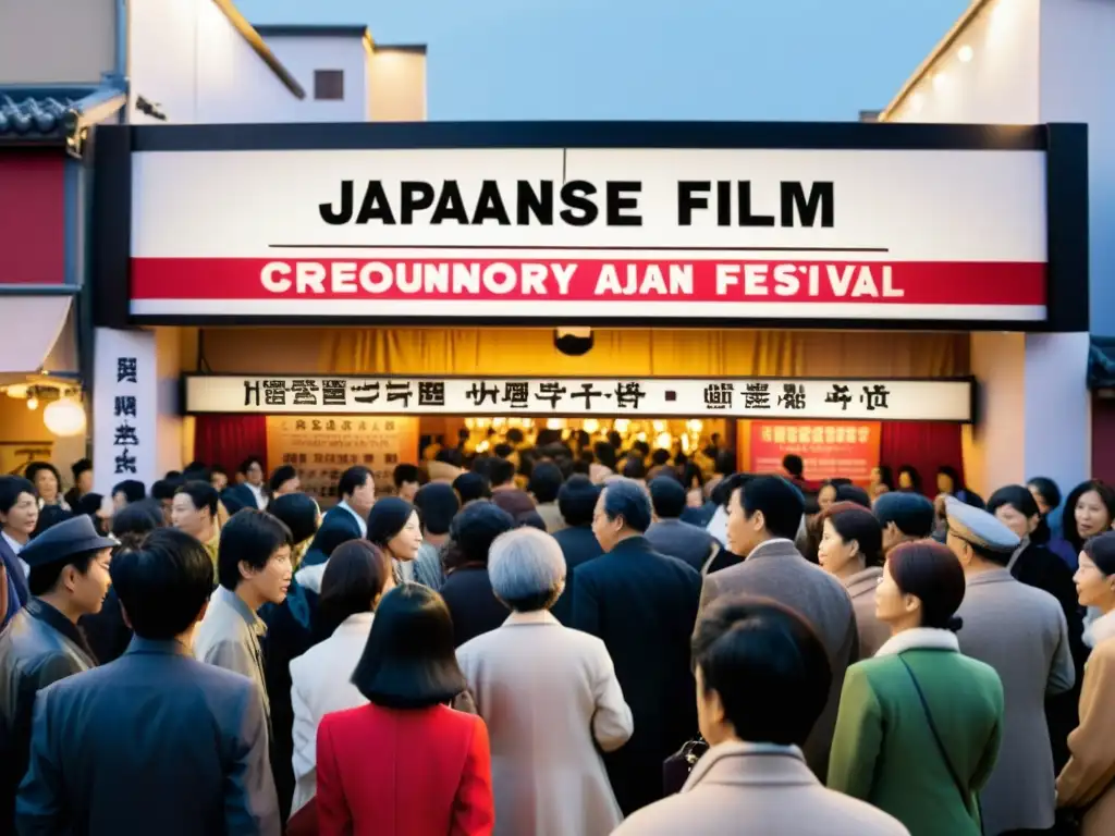 Multitud en festival de cine japonés contemporáneo temáticas sociales