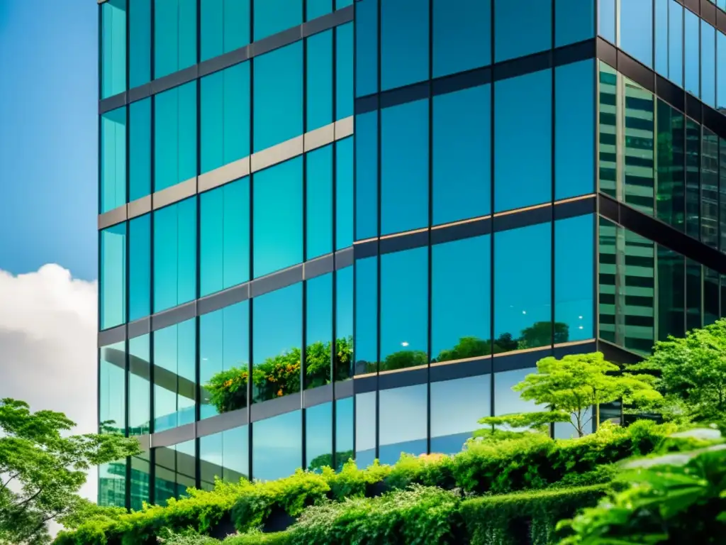 Oficina de alto nivel con arquitectura moderna y naturaleza exuberante