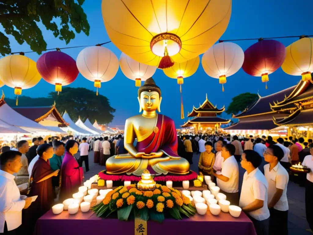 Ofrendas y rituales en la vibrante celebración de Vesak en el mercado - Significado y celebración de Vesak