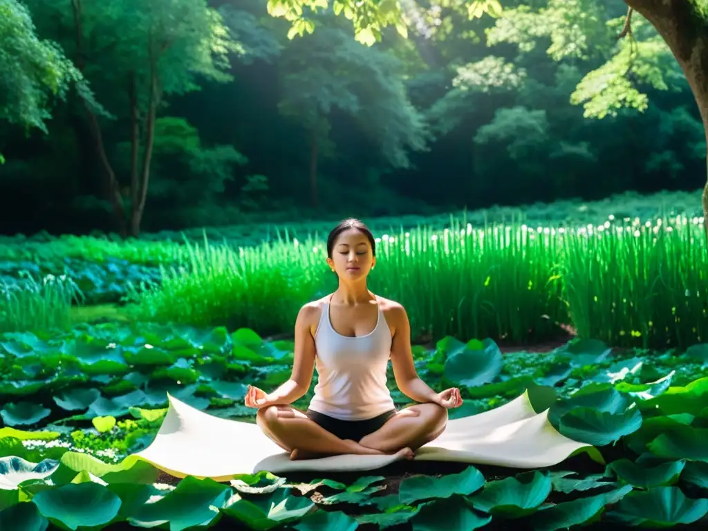 Persona meditando en la naturaleza, conexión espiritual con el Sistema filosófico del Yoga Clásico