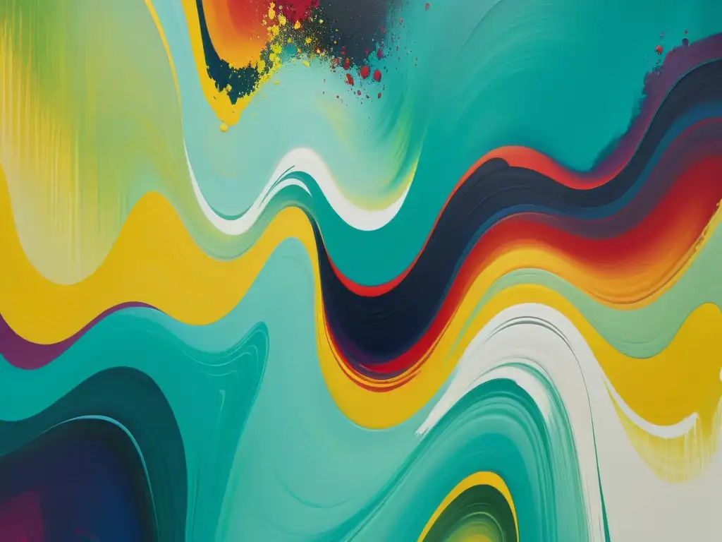 Explosión de color: Detalle de una pintura abstracta en alta resolución Una pintura abstracta de gran escala con potente energía y técnica contemporánea, arte asiático que exuda emociones
