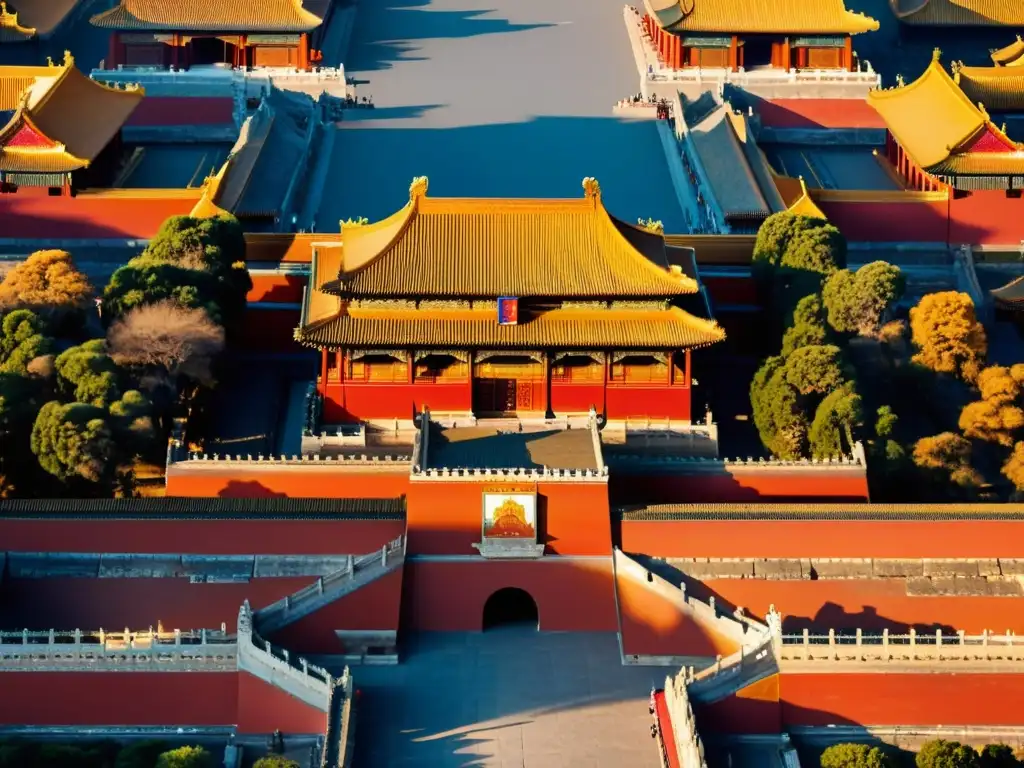 El Poder de los Jurchen en China: Imagen detallada de la Ciudad Prohibida, con sus majestuosos colores y diseño arquitectónico tradicional chino