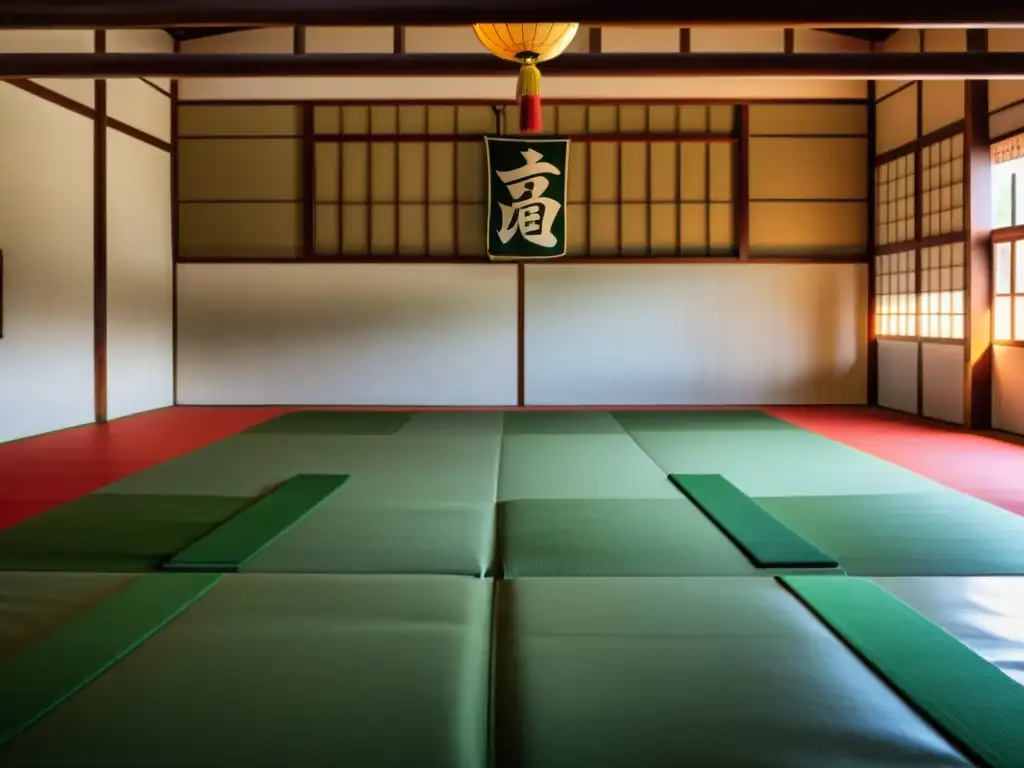 Practicantes de artes marciales demostrando técnicas en un dojo japonés, reflejando los orígenes históricos del MMA asiático