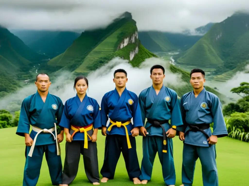 Practicantes de Vovinam en la montaña, reflejando el desarrollo del Vovinam después de Vietnam