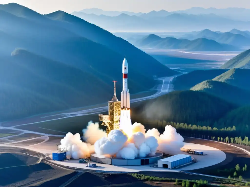 Preparativos para el lanzamiento de un cohete Long March en el Centro de Lanzamiento de Satélites Xichang en China