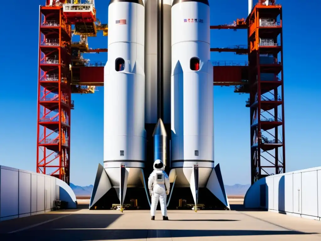 Preparativos del lanzamiento del cohete espacial chino en un centro espacial futurista, simbolizando los avances en la carrera espacial de China