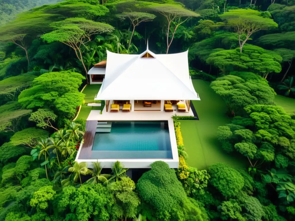 Villa privada de lujo en la selva de Sri Lanka con piscina infinita y exuberante vegetación tropical