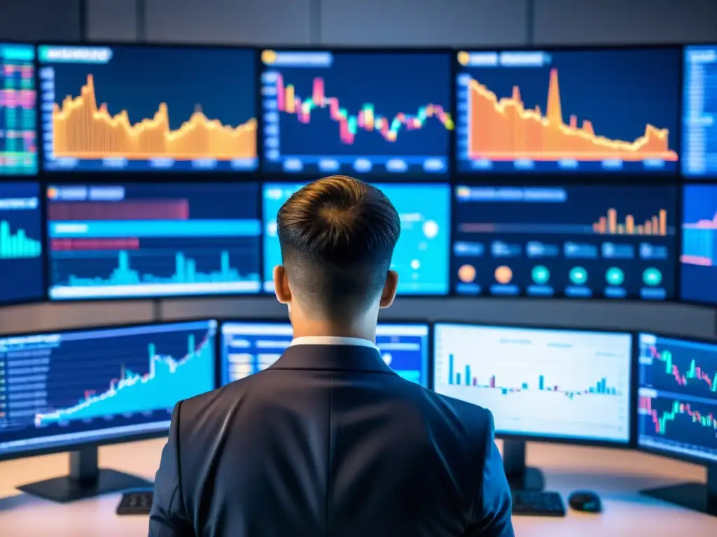 Profesional analizando datos financieros en pantalla, reflejando expertise en técnicas de inversión en cripto