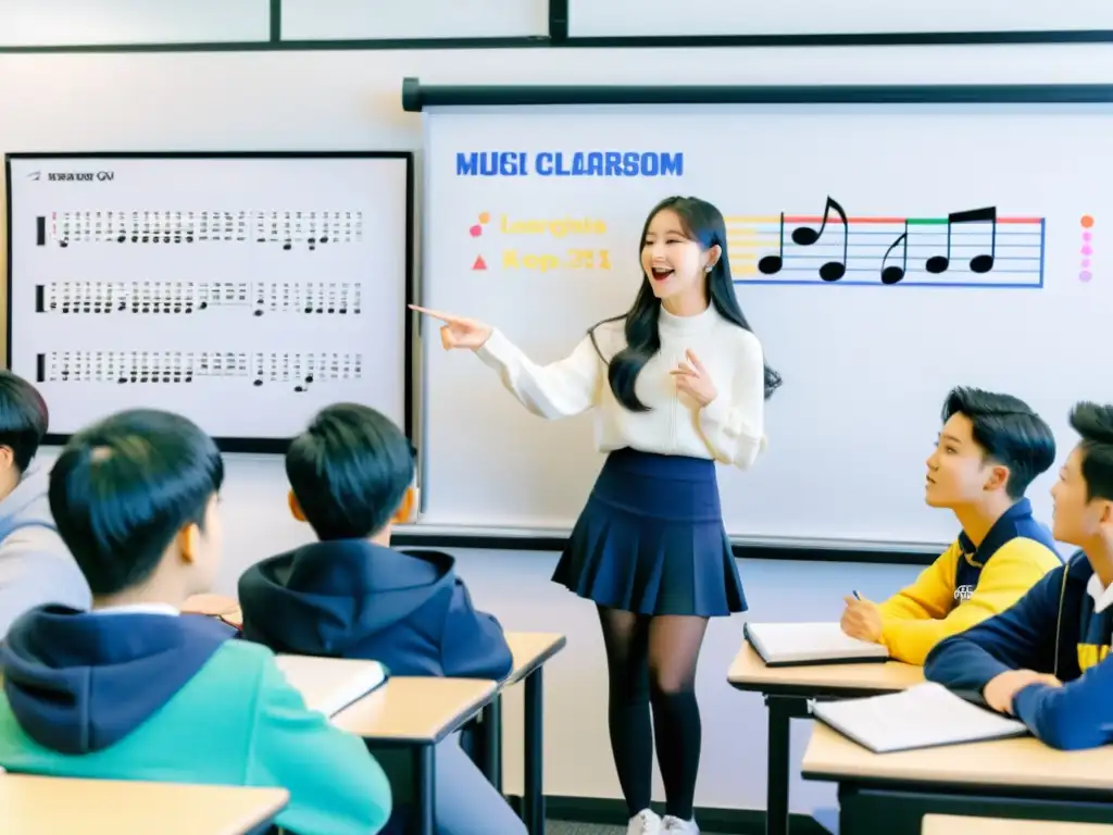 Profesor enseñando influencia del KPop en educación musical