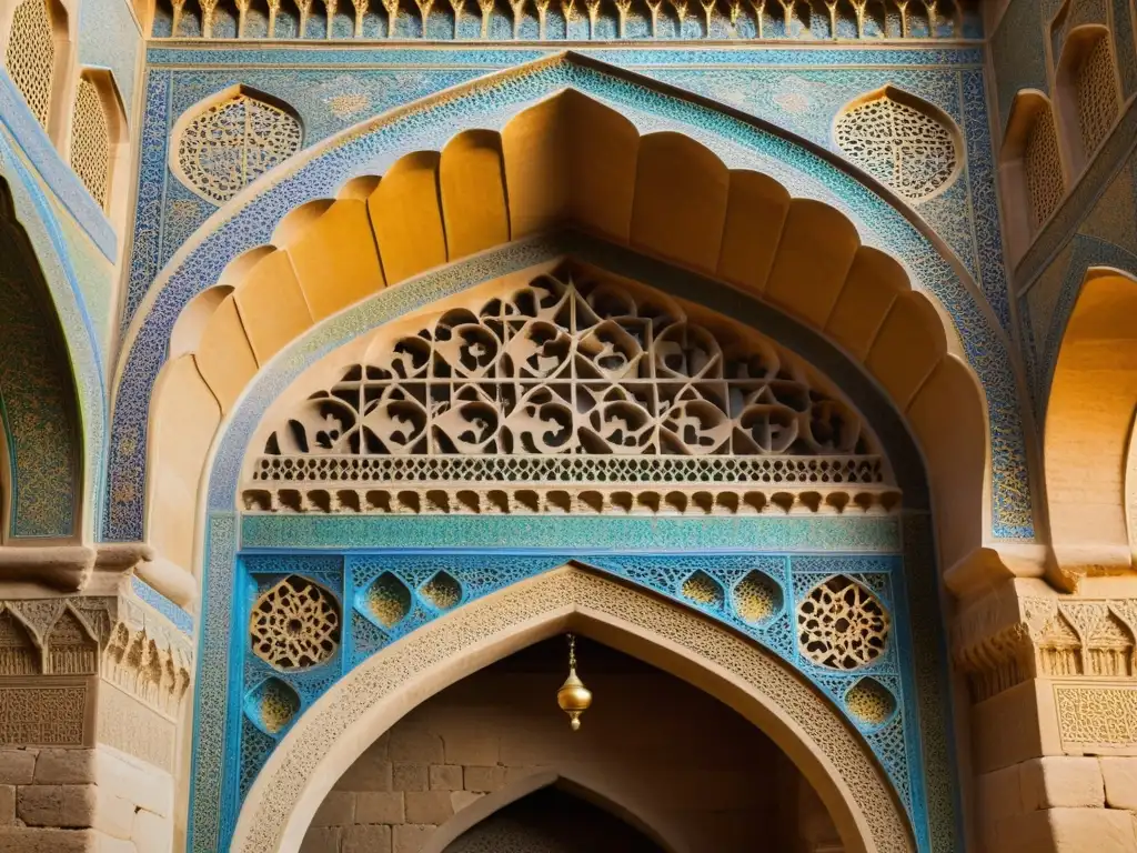 Puentes antiguos en Asia: Detalles intrincados de Khaju Bridge en Isfahan, Irán, bañados por cálidos tonos dorados del atardecer