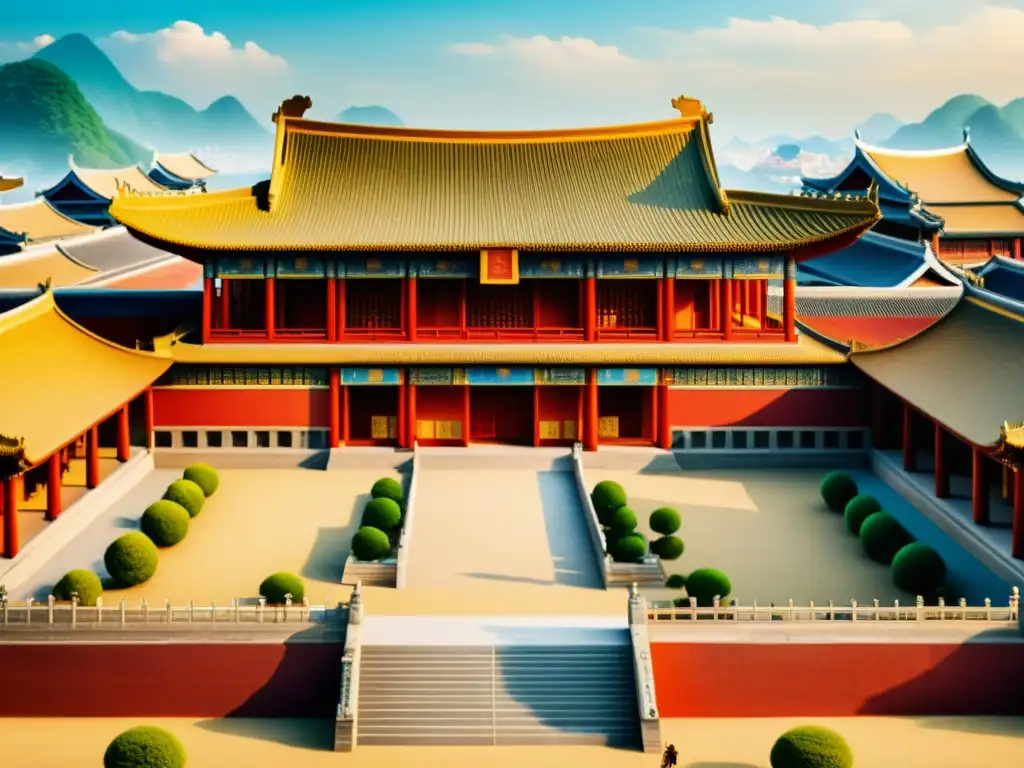 Palacio de la dinastía Liao: Vida cultural vibrante Reconstrucción detallada de un palacio de la dinastía Liao, mostrando vida social y cultural vibrante