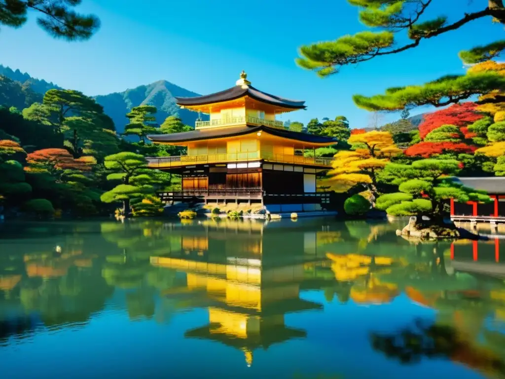 El reflejo dorado del templo Kinkakuji entre la exuberante naturaleza otoñal en Kyoto, Japón, inspira técnicas de negociación inspiradas en Asia