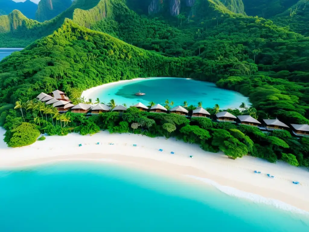 Resort de lujo entre exuberante naturaleza y playa turquesa en Filipinas