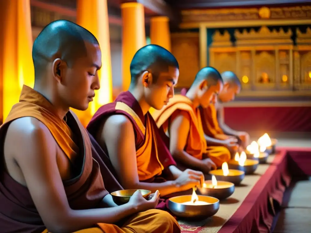 Un ritual budista en un templo lleno de paz y espiritualidad