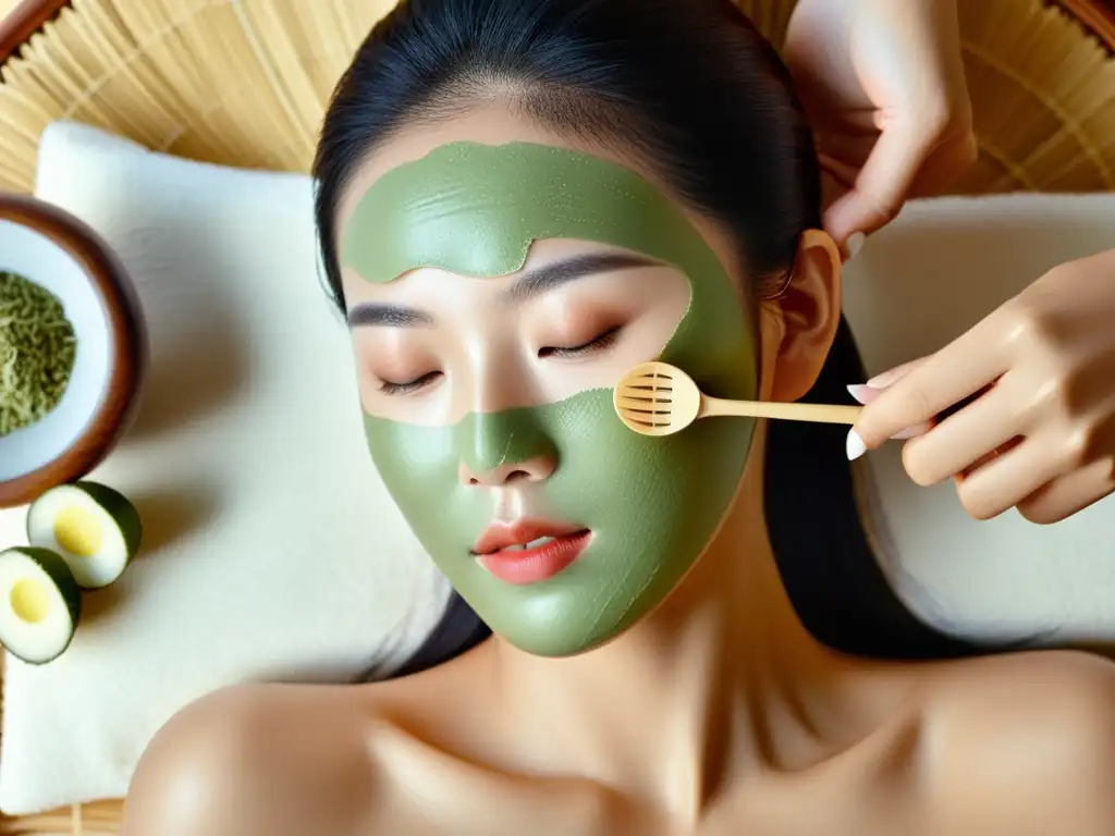 Ritual coreano de belleza con mascarilla nutritiva de ingredientes naturales