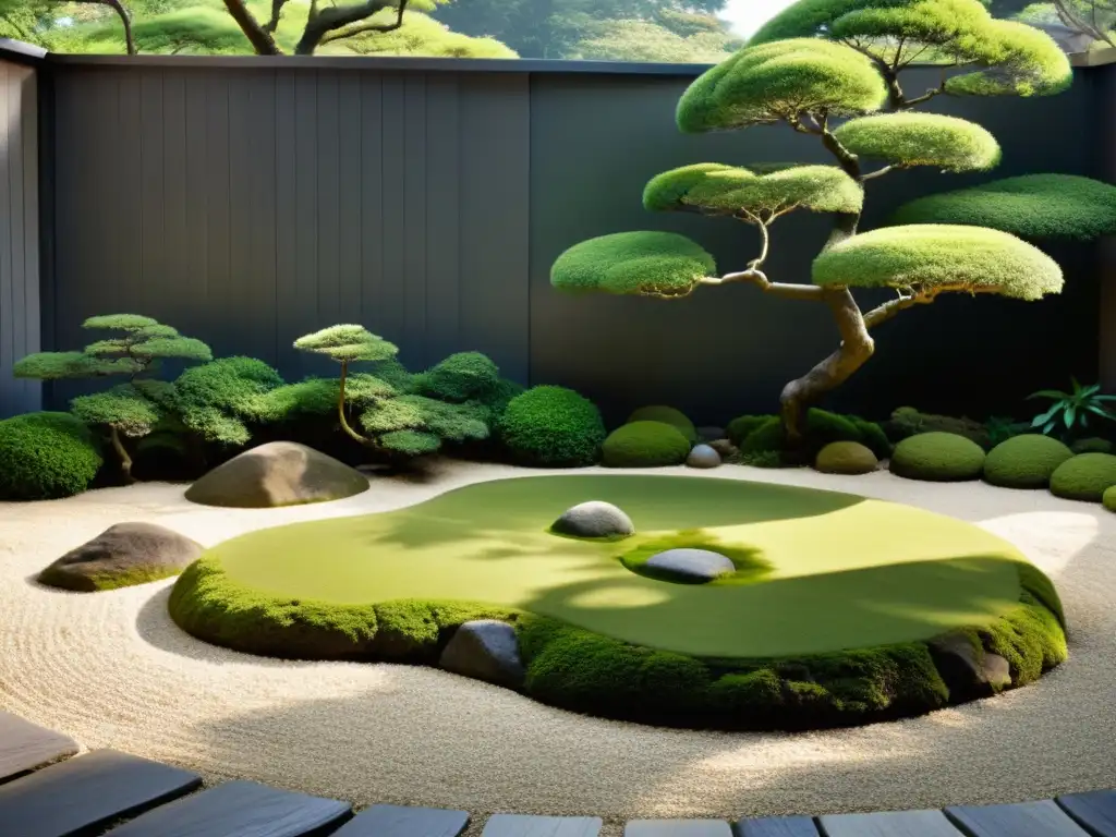 Jardín de rocas japonés evoca tranquilidad y minimalismo, influencia bienestar occidental