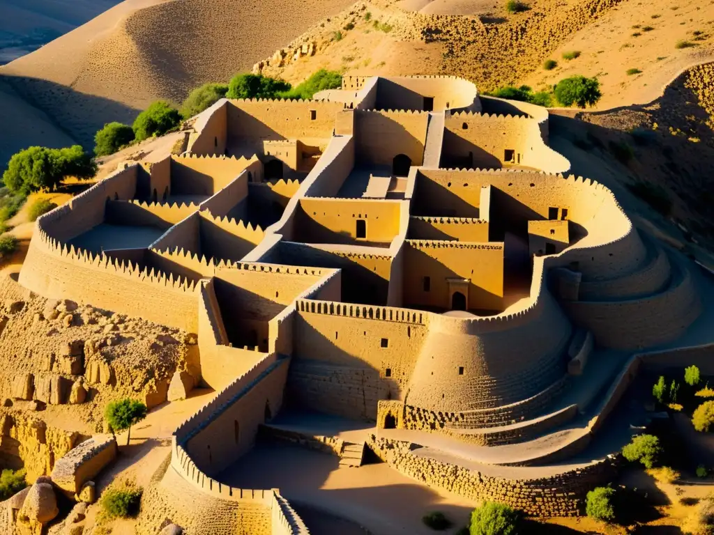 Ruinas antiguas menos conocidas en Asia: Ranikot Fort al atardecer, con detallada arquitectura y presencia humana