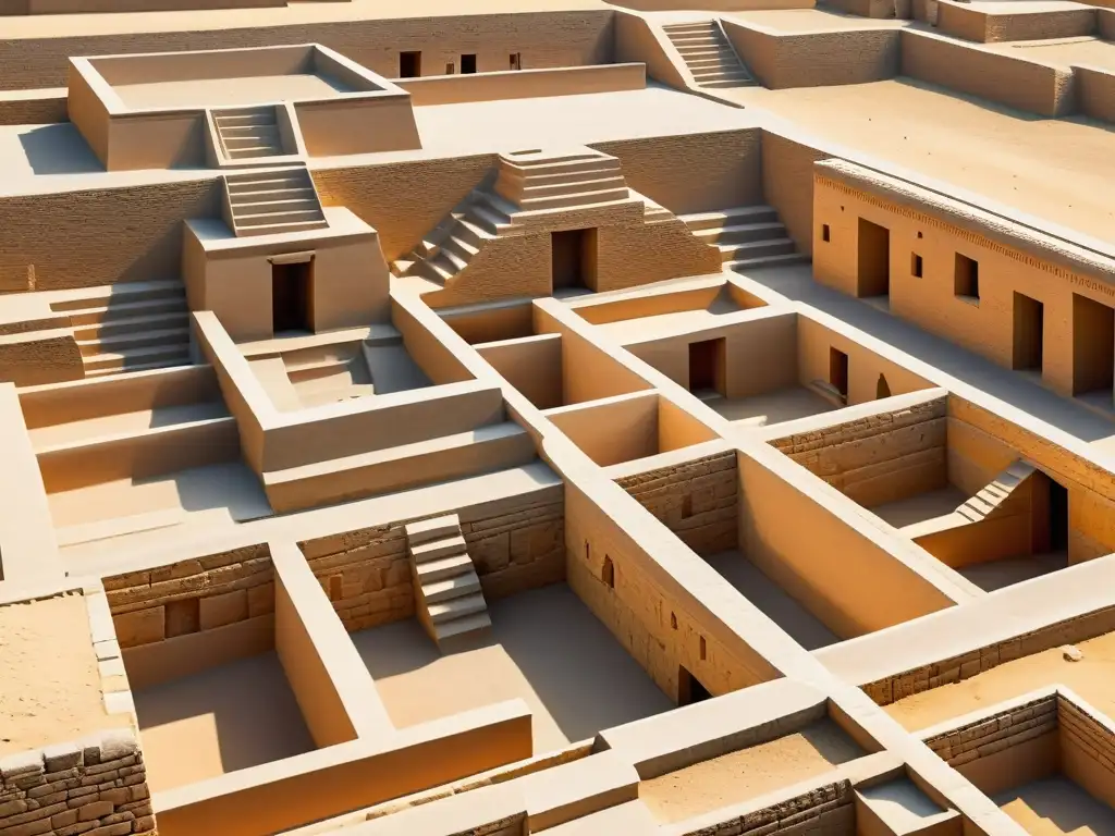 Ruinas bien conservadas de la antigua ciudad de Mohenjodaro, destacando la avanzada arquitectura de la civilización del Valle del Indo y su conexión con la astrología asiática influencias Valle Indo