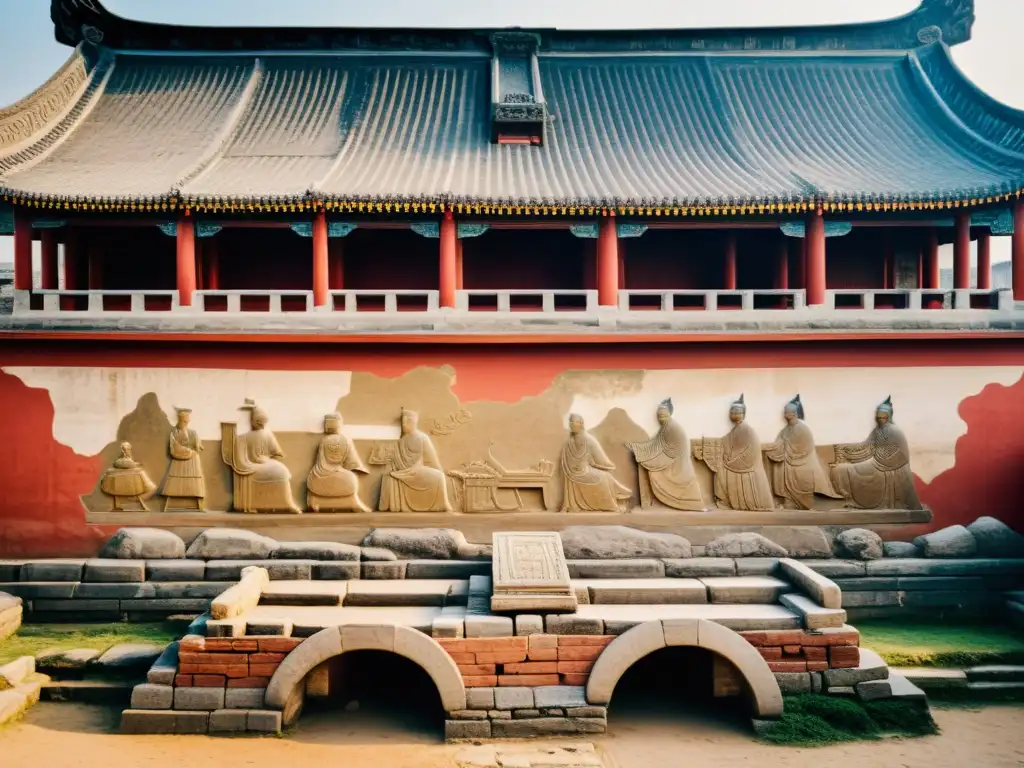 Ruinas del Palacio de la Dinastía Liao: Detalles y Murales Ruinas del palacio de la Dinastía Liao con detalles arquitectónicos y murales desgastados que revelan la historia y cultura