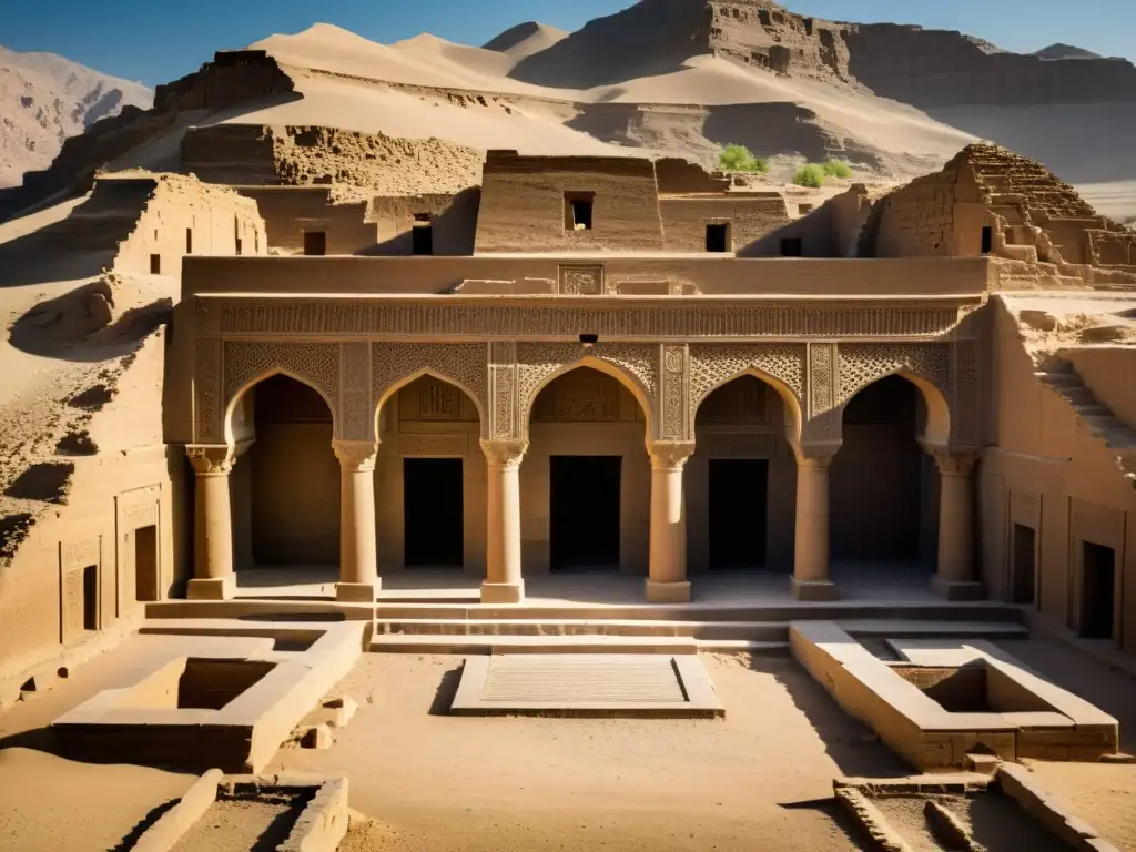 Ruinas del Templo del Fuego Zoroastriano en la árida Persia antigua, reflejando su legado religioso y cultural