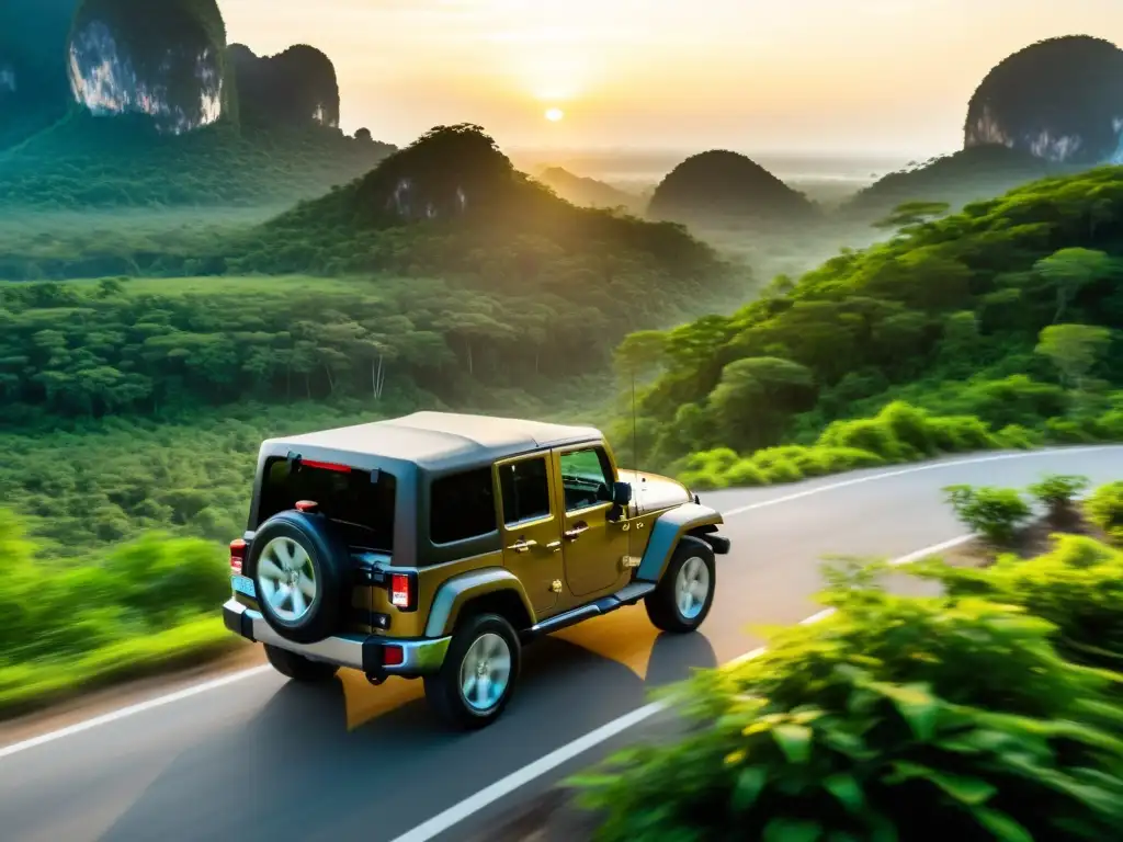 Un safari en Jeep por Tailandia: aventura y sofisticación en la exuberante naturaleza salvaje al atardecer