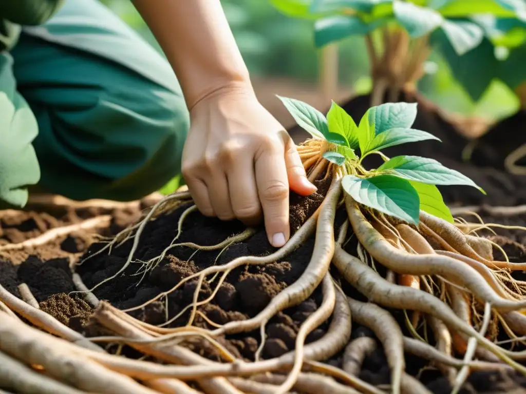 La sagrada tradición del cultivo manual de ginseng en Corea brilla en esta imagen detallada