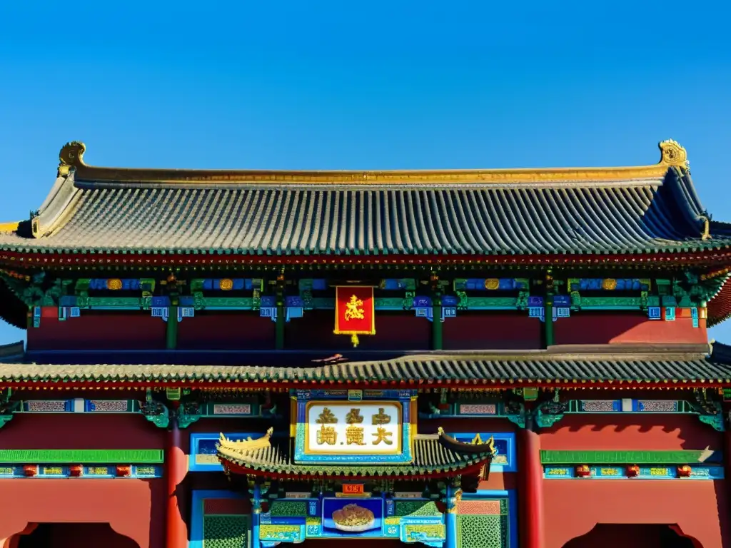 Secretos del Palacio Imperial Chino: Detalle de la majestuosa arquitectura y colores vibrantes del Palacio Imperial en Beijing, China