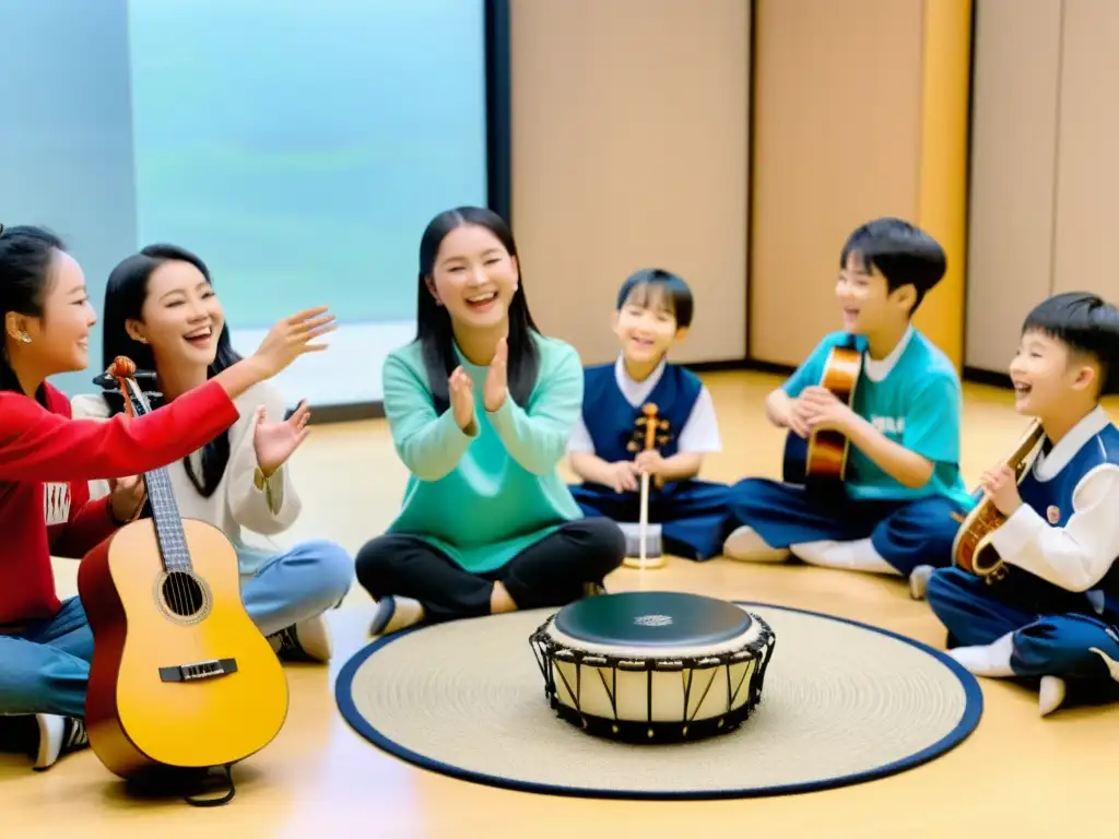 Una sesión de música inclusiva con niños especiales, disfrutando la contribución educativa del KPop en terapia musical