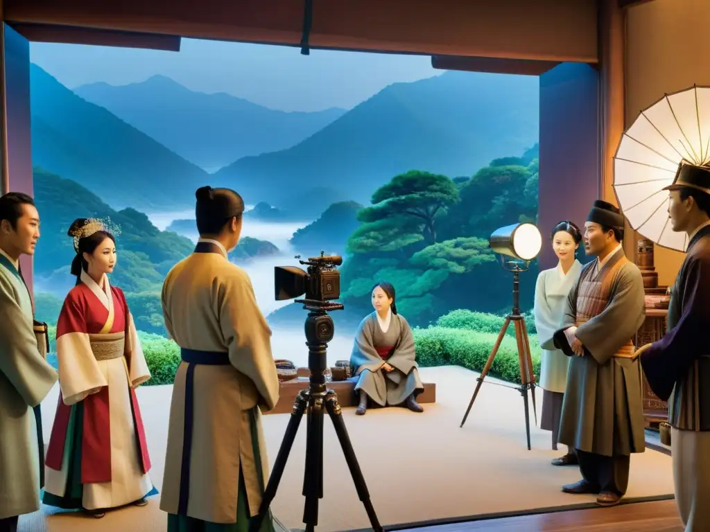 En un set de cine bullicioso en Seúl, Corea del Sur, el director da apasionadas instrucciones al equipo, mientras actores en trajes tradicionales coreanos se preparan para una escena de drama histórico