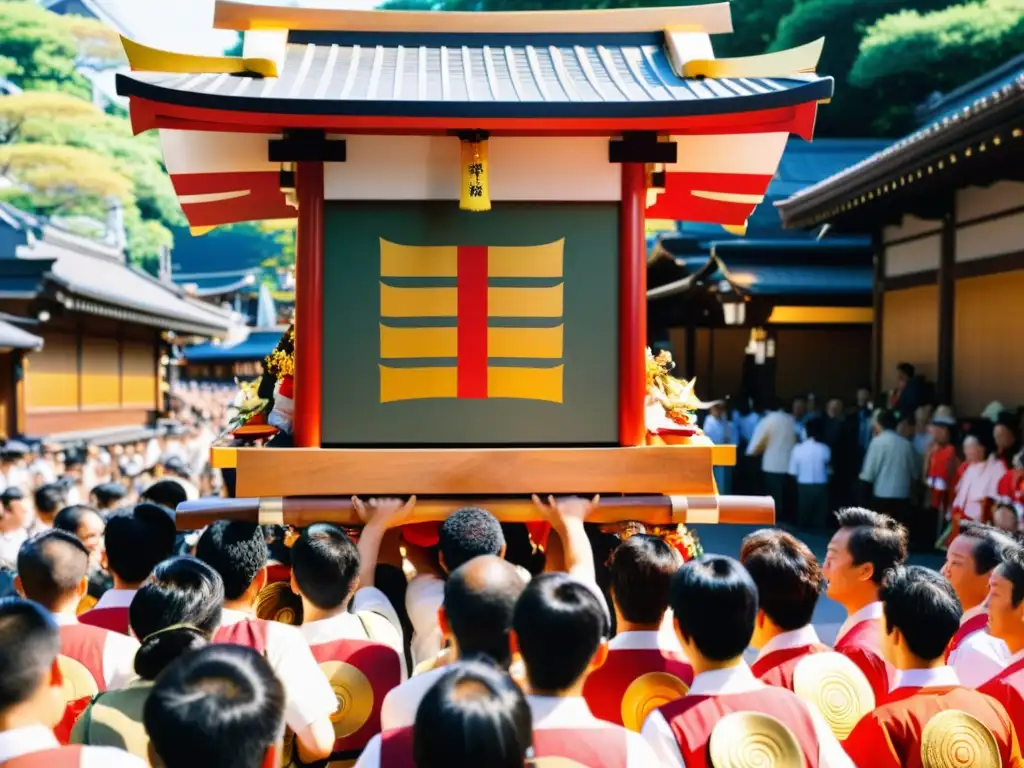 El sol ilumina el Mikoshi en el Festival Gion Matsuri de Kioto, evocando espiritualidad y tradición japonesa