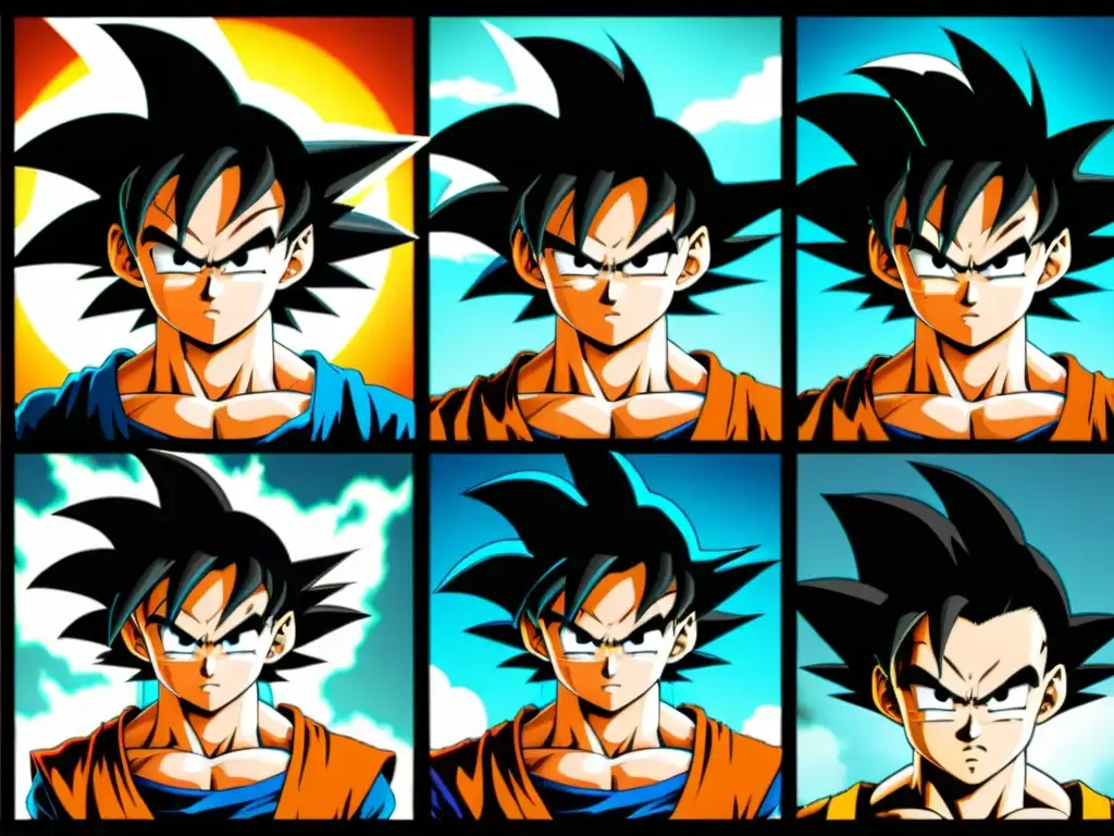 Goku's evolución como Super Saiyan, mostrando su arquetipo del héroe en Dragon Ball a través de una imagen 8k detallada