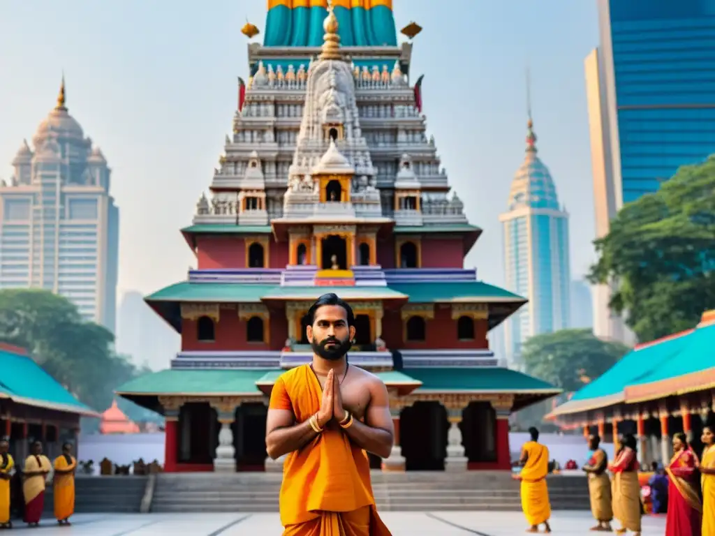 Templo hindú con vibrante energía en medio de la diáspora, fusionando tradiciones ancestrales con la vida moderna de la ciudad