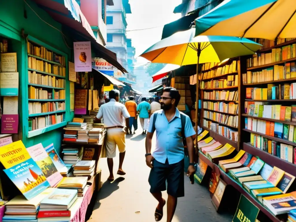 Explorando tesoros literarios en las coloridas calles de Kolkata, India, repletas de puestos de libros independientes