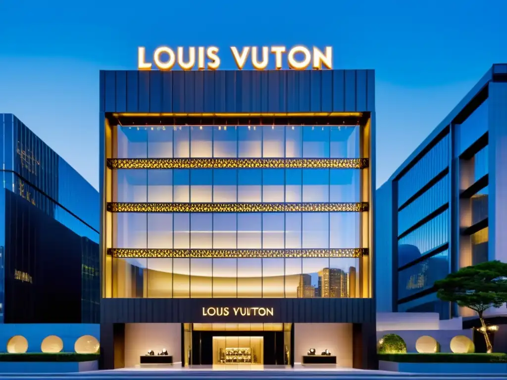 Tiendas de lujo en Asia: Externo moderno de Louis Vuitton Maison en Seúl, destacando su arquitectura y fusión con el paisaje urbano