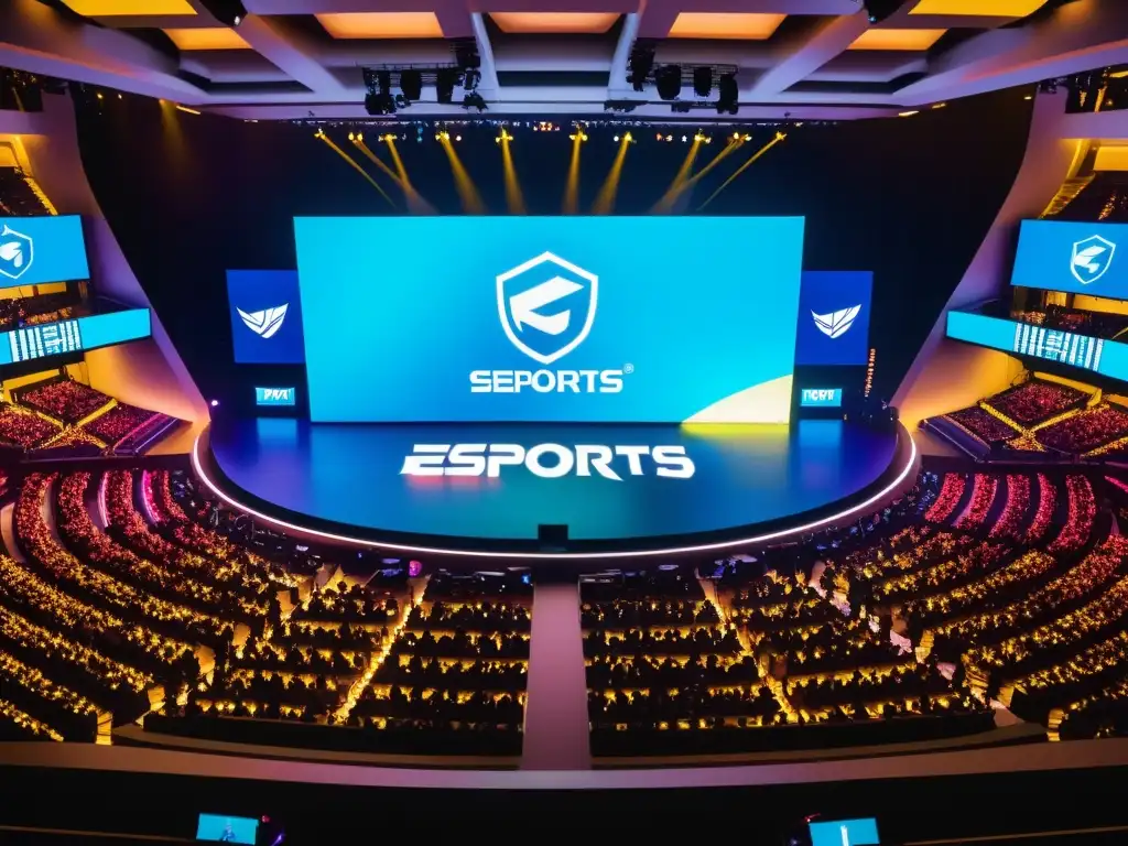 Vibrante arena de eSports en Seúl, Corea del Sur, reflejando el impacto de los eSports en Asia con intensidad y pasión