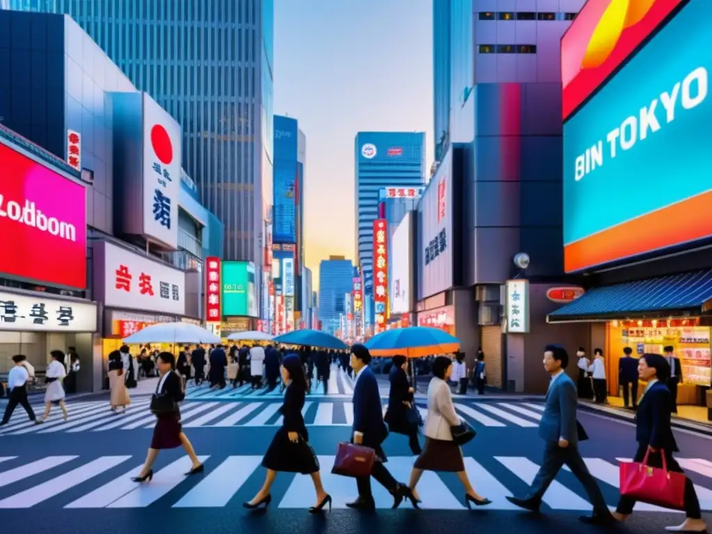 Vibrante calle de Tokio, con arquitectura tradicional y modernos rascacielos