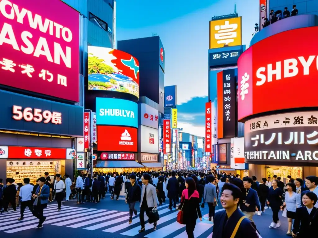 Vibrante calle de Shibuya, Tokyo, con galerías de arte asiático y bullicio moderno