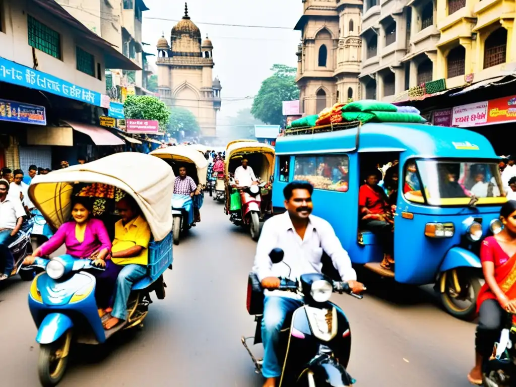 Vibrante calle de Mumbai, India, llena de color y actividad