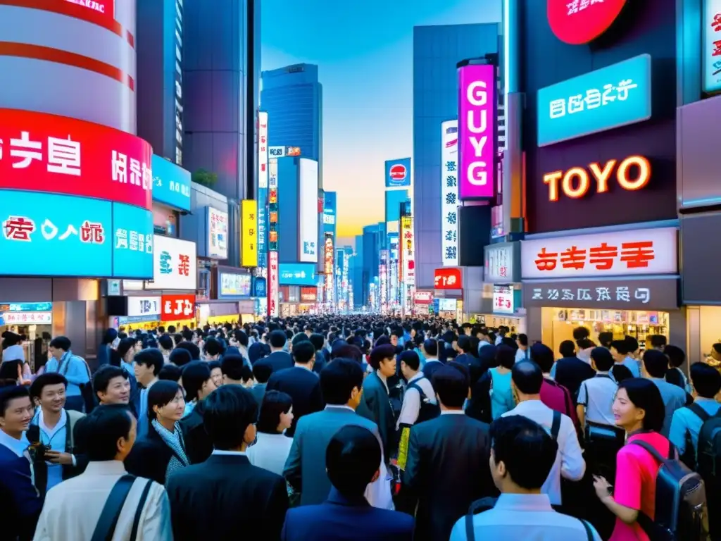 Vibrante calle de Tokio con tecnología innovadora y multitud