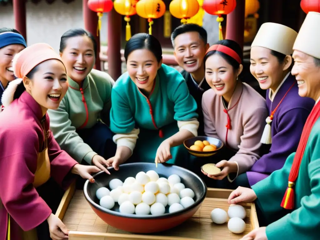 Vibrante celebración del Dongzhi en Asia: coloridas decoraciones, tangyuan humeantes y alegría de la gente