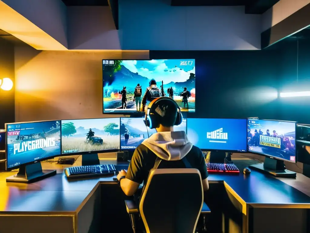 Vibrante cibercafé en Seúl, Corea del Sur, muestra el impacto cultural y económico de PUBG en Asia con gamers inmersos en intensas partidas de PlayerUnknown's Battlegrounds, iluminados por el resplandor de las pantallas de sus computadoras