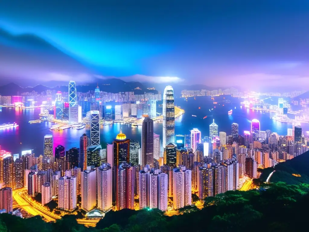 Renacer del dragón Hong Kong: la vibrante coexistencia de tradición y modernidad en el bullicioso horizonte nocturno de la ciudad