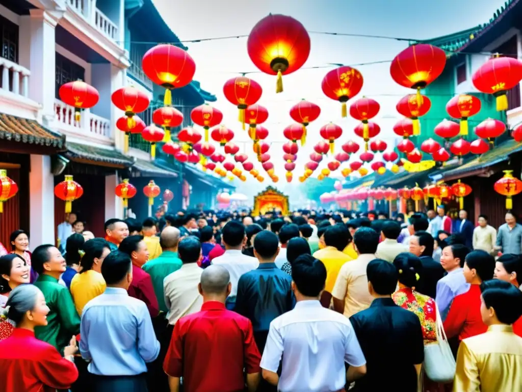 Vibrante celebración del Tet Nguyen Dan en Vietnam, con coloridas linternas, danzas de dragones y leones, y la significación del Año Nuevo Vietnamita