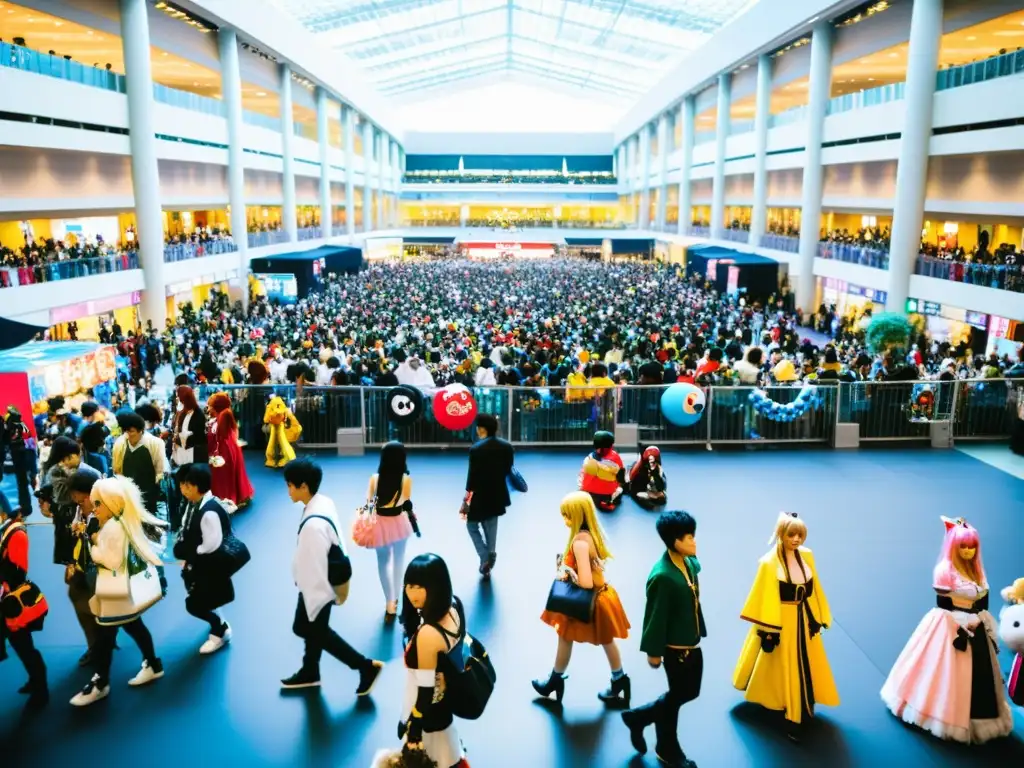 Vibrante convención de anime alrededor del mundo: cosplayers, vendedores y paneles, capturando la emoción y comunidad