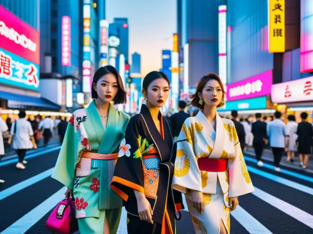 Un vibrante cruce de arte y moda en Asia contemporánea, capturado en una bulliciosa calle de Tokio