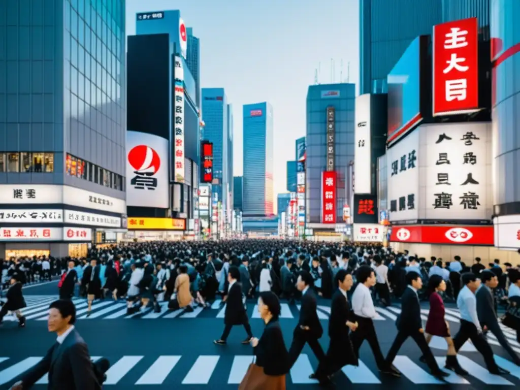 Vibrante cruce de calles en blanco y negro en Tokio, Japón