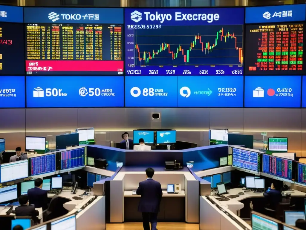 Intensa actividad en la Bolsa de Tokio: dinamismo y oportunidad Vibrante escena en la Bolsa de Tokio, reflejando el dinamismo y la tecnología punta