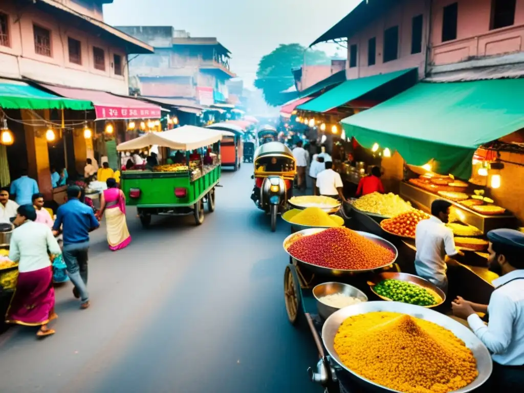 Vibrante vida callejera y exquisita gastronomía de la India Vibrante escena callejera en la India con restaurantes con estrellas Michelin Asia, comida callejera y arquitectura diversa
