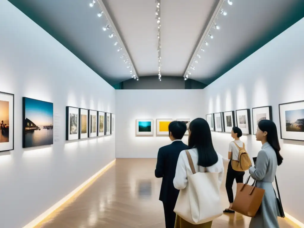 Un vibrante espacio de galería de arte contemporáneo en Asia, con una diversa exhibición de fotografías impactantes