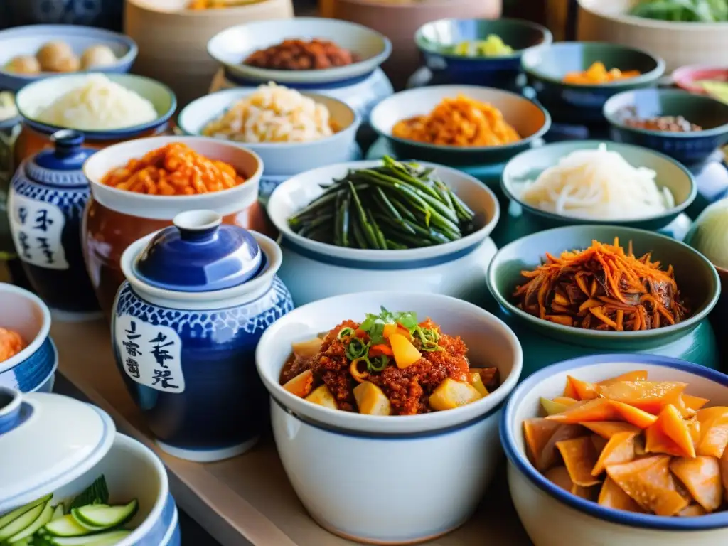 Una vibrante exhibición de kimchi en Corea, mostrando los secretos de la fermentación y la cultura culinaria del país